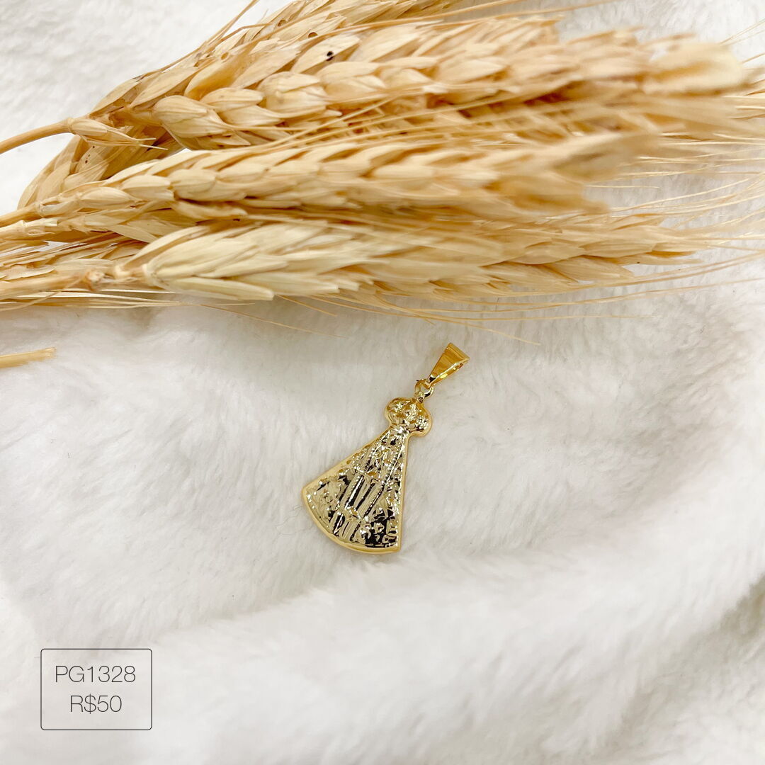 Pingente Formato de N. Senhora Pendurado M Liso Dourado